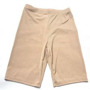 Shein Women's High Waist Biker Athletic Shorts Beige Size M Ribbed Stretch New